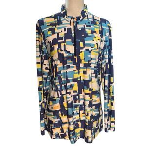 Simplicite by Jamie Sadock Size L 1/4 Zip Pullover Golf Geometric Print